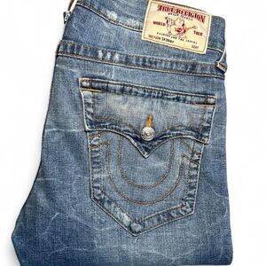 True Religion Light Blue Denim Jeans with Contrast Stitching